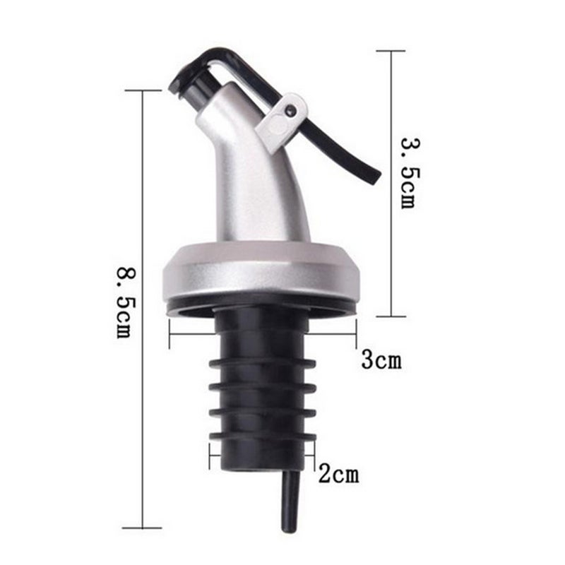 Wine And Olive Oil Vinegar Bottle Pourer Stainless Steel Tapered Stopper Spout Silver/Black 17cm - Image 2