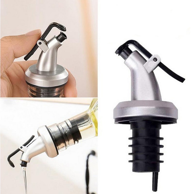 Wine And Olive Oil Vinegar Bottle Pourer Stainless Steel Tapered Stopper Spout Silver/Black 17cm - Image 3