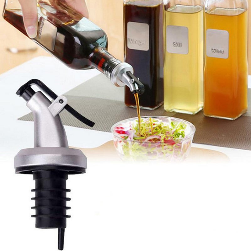 Wine And Olive Oil Vinegar Bottle Pourer Stainless Steel Tapered Stopper Spout Silver/Black 17cm - Image 4