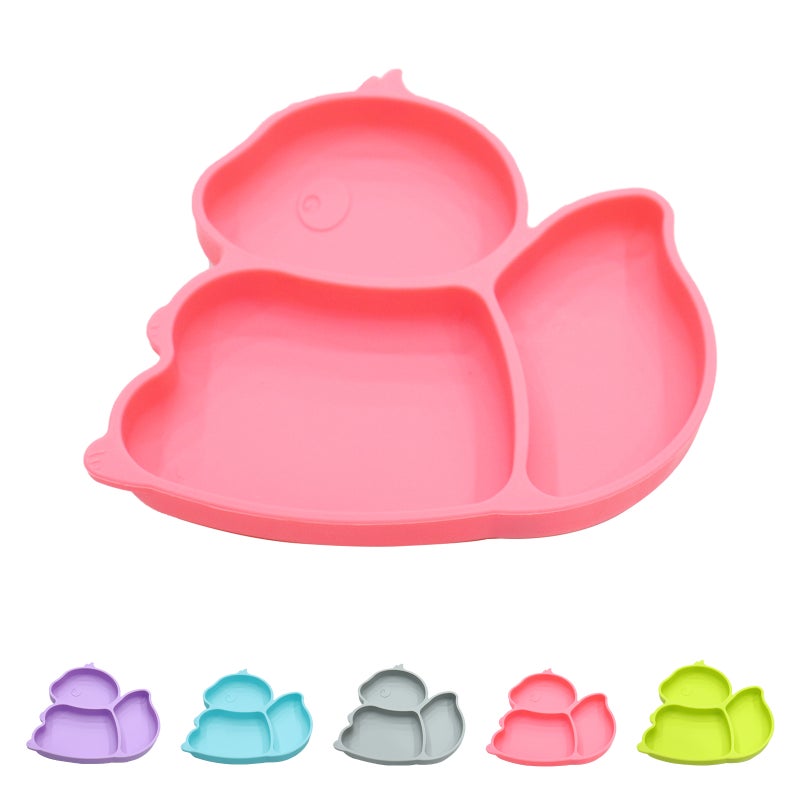Silicone Non-Toxic BPA Free Suction Plate For Toddlers Pink 20.5cm - Image 1