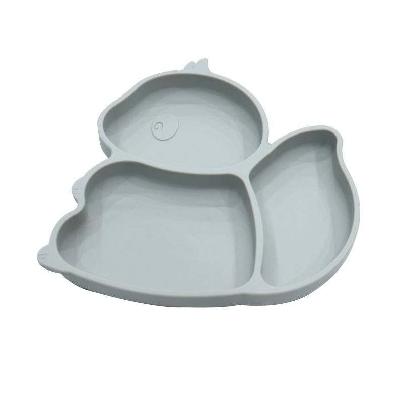 Silicone Non-Toxic BPA Free Suction Plate For Toddlers Grey 20.5cm - Image 2
