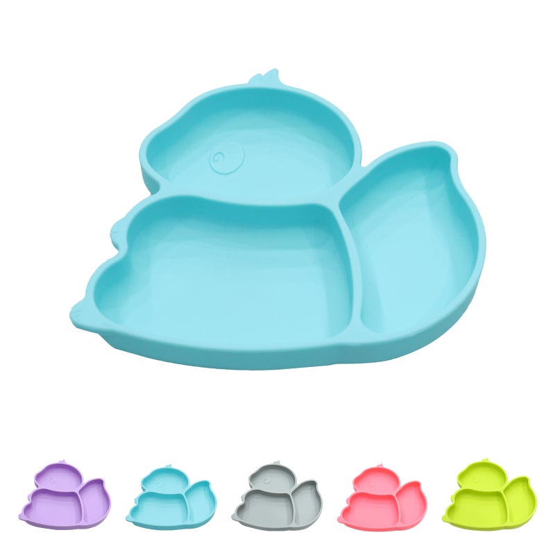 Silicone Non-Toxic BPA Free Suction Plate For Toddlers Blue 20.5cm - Image 1