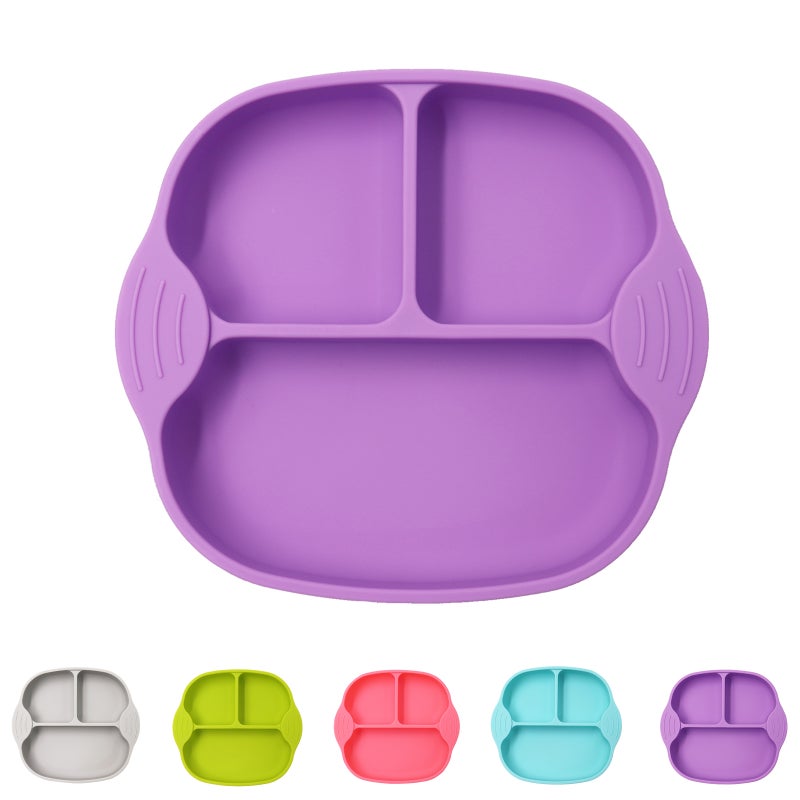 Silicone Non-Toxic BPA Free Suction Plate For Toddlers Purple 18cm - Image 1