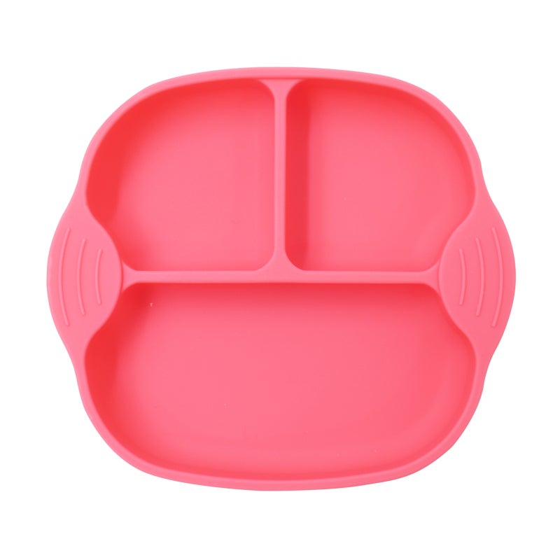 طبق سيليكون خالية من BPA غير سامة للأطفال الصغار <div> وردي 18سم - Image 2