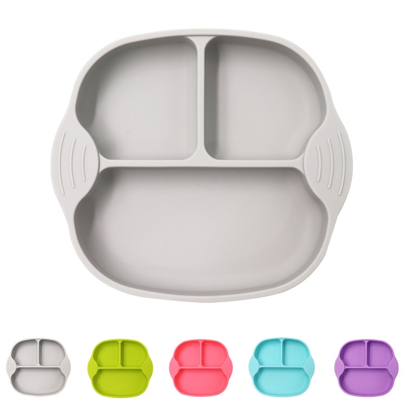 Silicone Non-Toxic BPA Free Suction Plate For Toddlers Grey 18cm - Image 1
