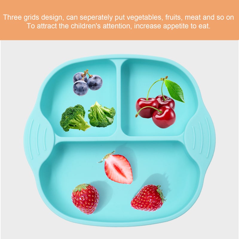Silicone Non-Toxic BPA Free Suction Plate For Toddlers Blue 18cm - Image 3