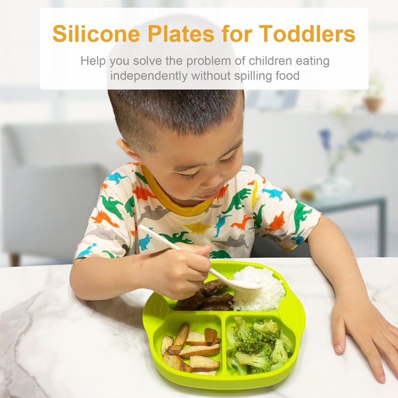 طبق سيليكون خالية من BPA غير سامة للأطفال الصغار <div> وردي 18سم - Image 4