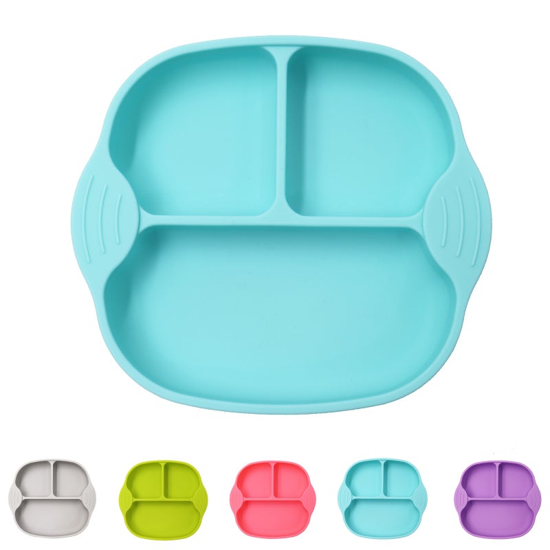 Silicone Non-Toxic BPA Free Suction Plate For Toddlers Blue 18cm - Image 1
