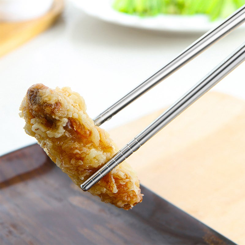 Stainless Steel Anti-Scald and Anti-Slip Chopsticks Silver 26cm  - Image 2