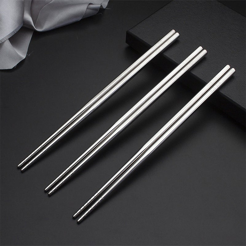 Stainless Steel Anti-Scald and Anti-Slip Chopsticks Silver 26cm  - Image 5