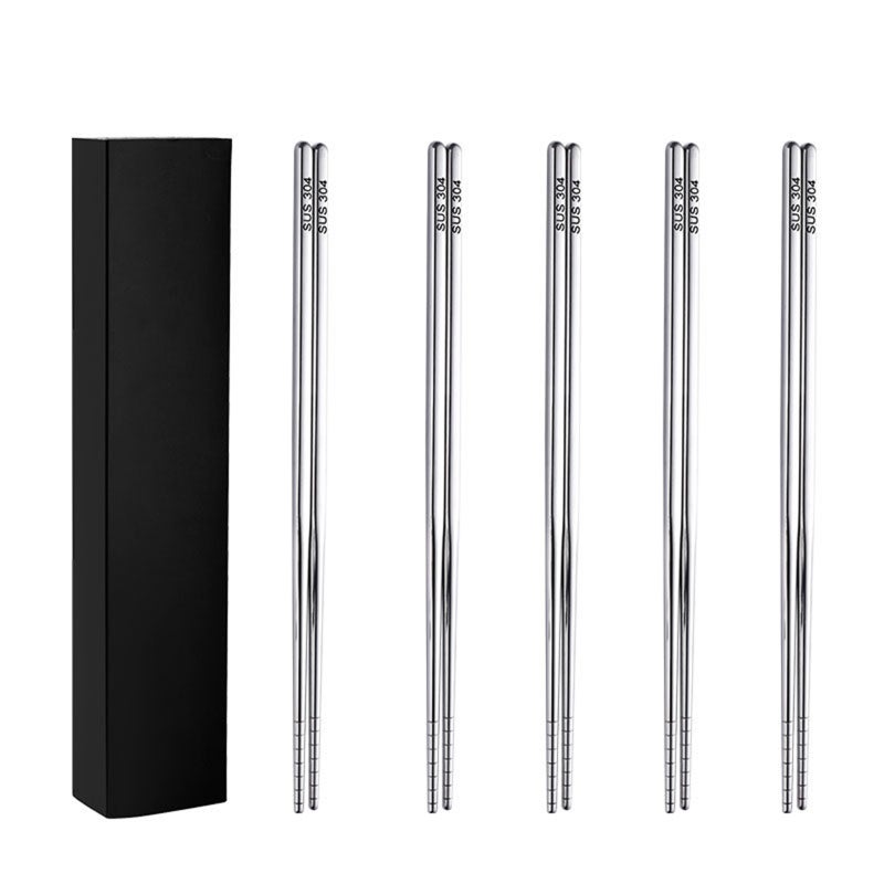 Stainless Steel Anti-Scald and Anti-Slip Chopsticks Silver  - Image 1