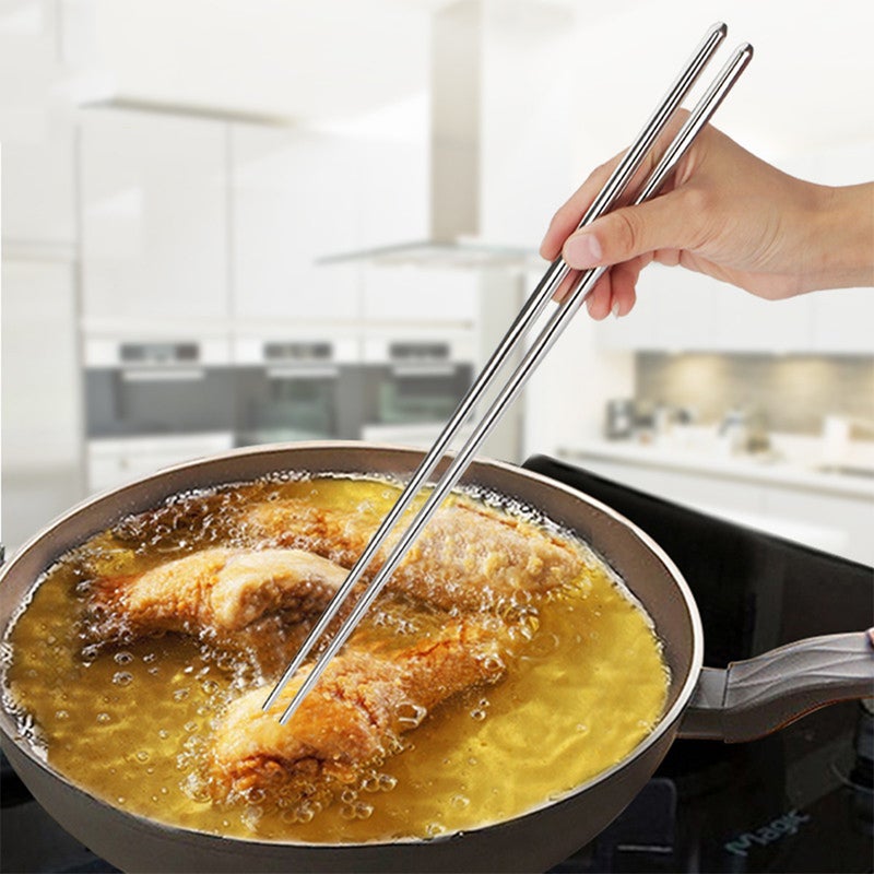 Stainless Steel Anti-Scald and Anti-Slip Chopsticks Silver  - Image 3