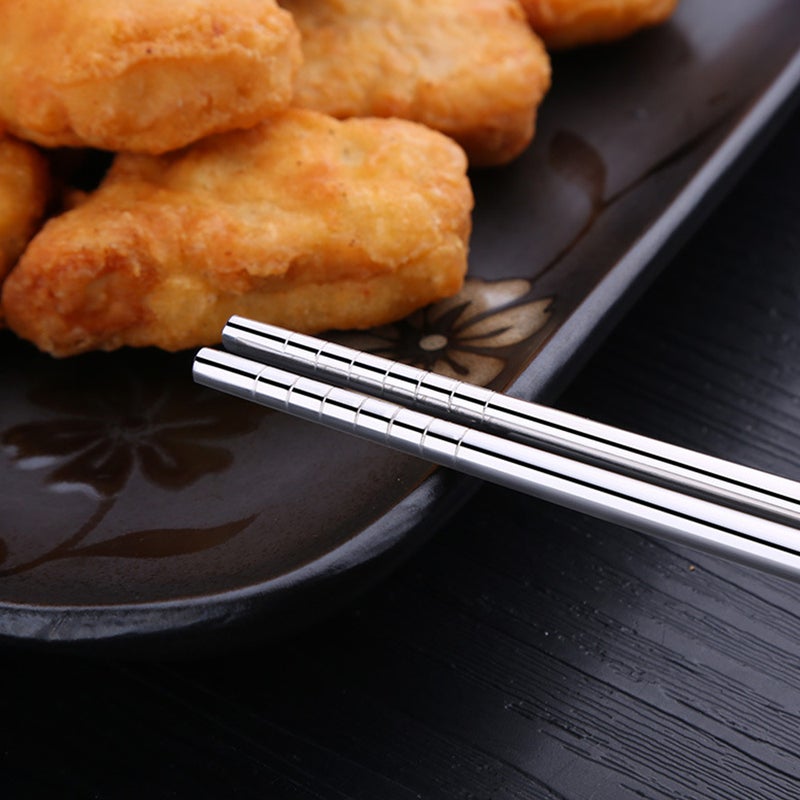Stainless Steel Anti-Scald and Anti-Slip Chopsticks Silver  - Image 4