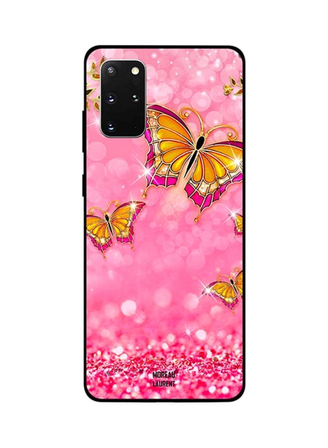 Moreau Laurent Skin Case Cover -for Samsung Galaxy S20+ Golden Butterflies Shiny Pink Background Golden Butterflies Shiny Pink Background