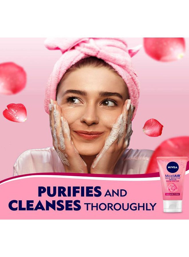 Nivea Micellar Skin Breathe Rose Water Facial Wash Rose 150ml - Image 3