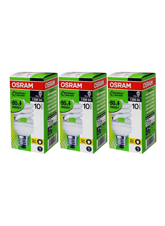 Osram 3-Pieces Fluorescent Bulb Set E27 White 11.9 x 5.6cm 