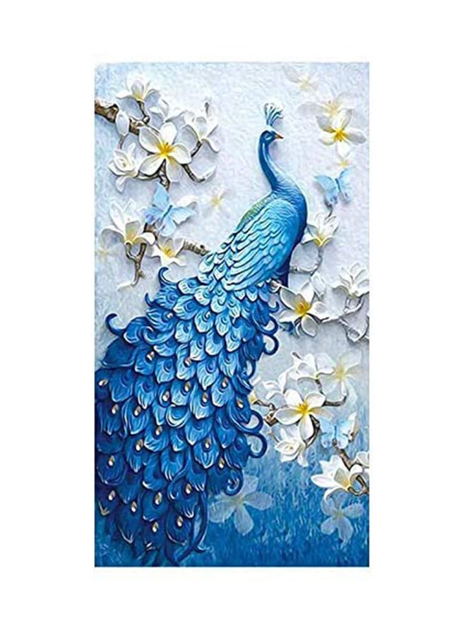 لوحة فنية جدارية للتزيين مطرزة بالألماس 5D أزرق/أبيض/أصفر 40 x 60سم