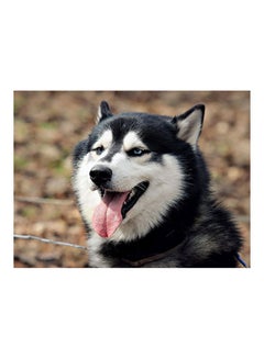 Husky Dog Printed Self-Adhesive Wall Sticker Black/White/Brown 80x60cm