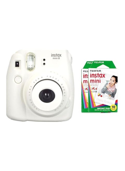 Instax Mini 8 Instant Camera With 20 Mini Instax Polaroid Film Sheet White