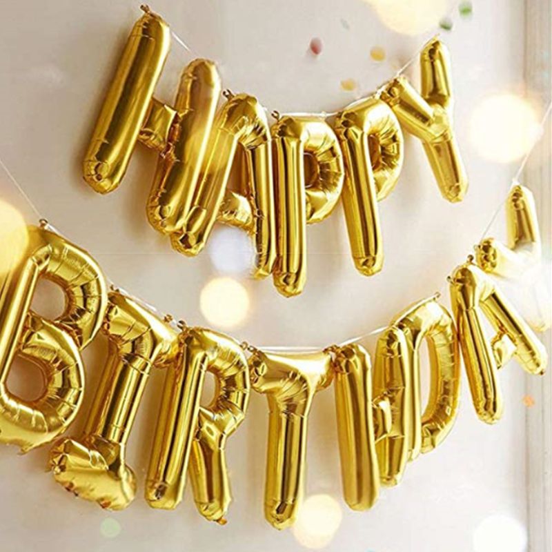 مجموعة بالونات بتصميم حروف أبجدية وعبارة "Happy Birthday" مكونة من 14 بالون 16بوصة - Image 2