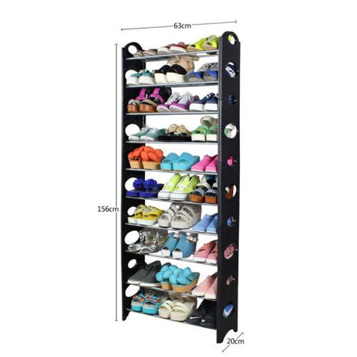 Generic 10-Layer Heart Shape Metal Shoe Rack Silver/Black 156 x 63 x 20cm  - Image 2