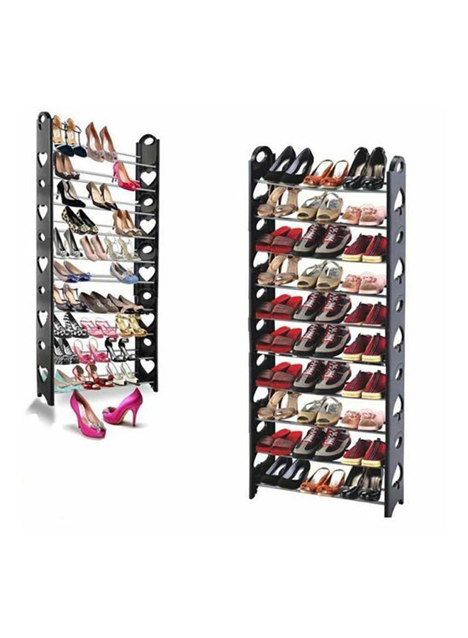 Generic 10-Layer Heart Shape Metal Shoe Rack Silver/Black 156 x 63 x 20cm  - Image 1
