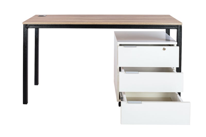 FURVIVE 3-Drawer Wooden Office Storage Cabinet White 41x41x60cm  - Image 2
