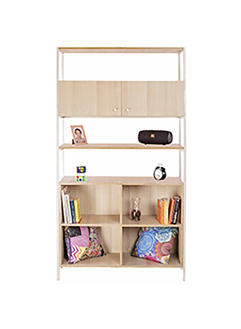 5-Shelvess Wooden Erine Bookcase With A Closed Shelf Carmen 35x97x200cm