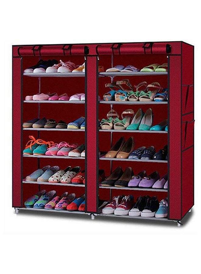 12-Layer Storage Shoe Rack Organizer Red 118x120cm