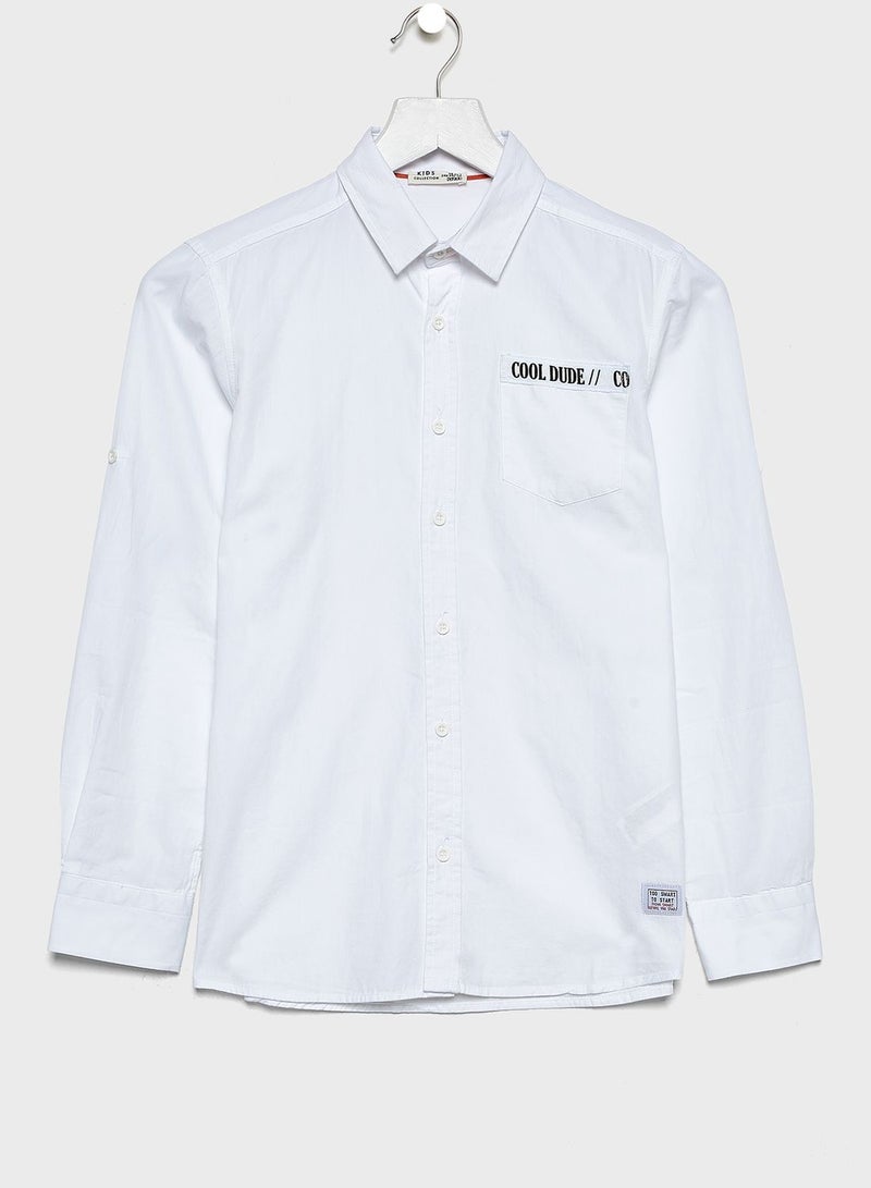 ديفاكتو Pocket Detail Arms Foldable Shirt White - Image 1