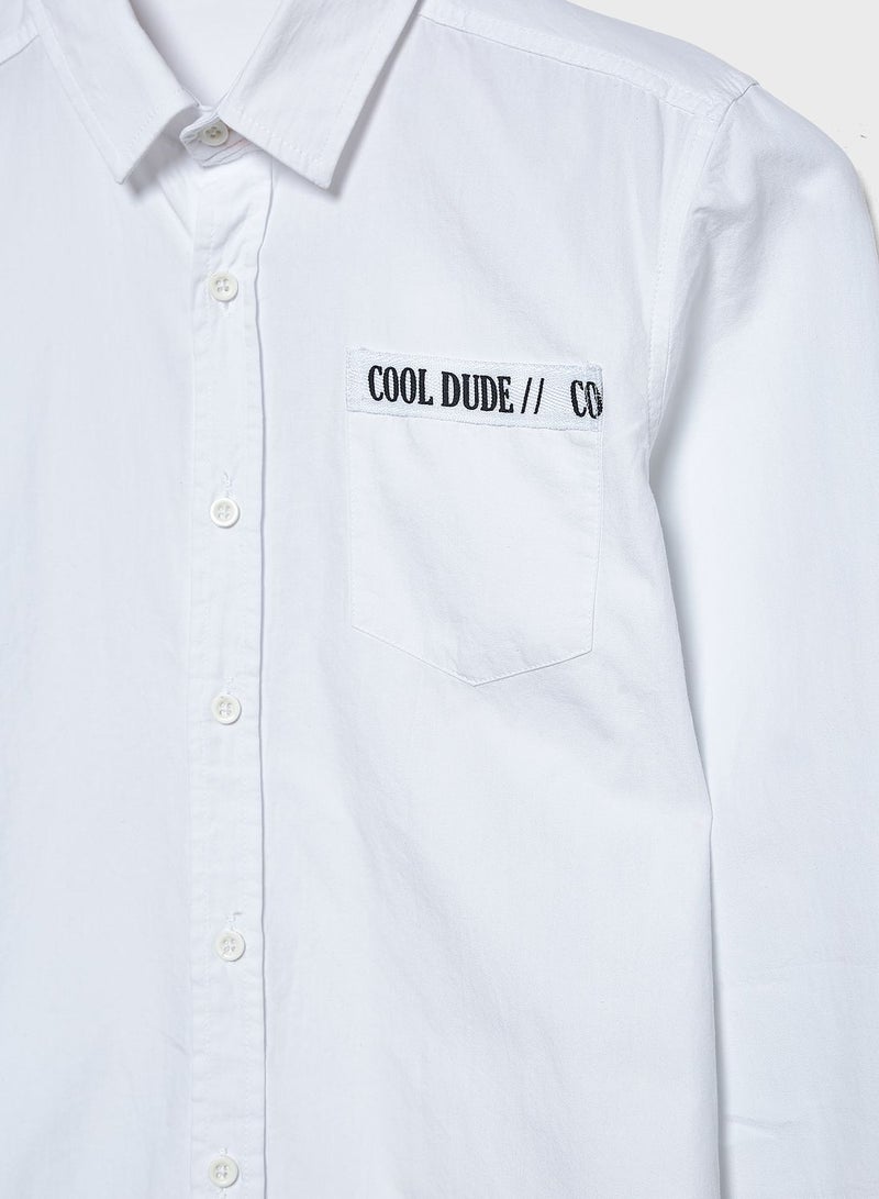 ديفاكتو Pocket Detail Arms Foldable Shirt White - Image 3