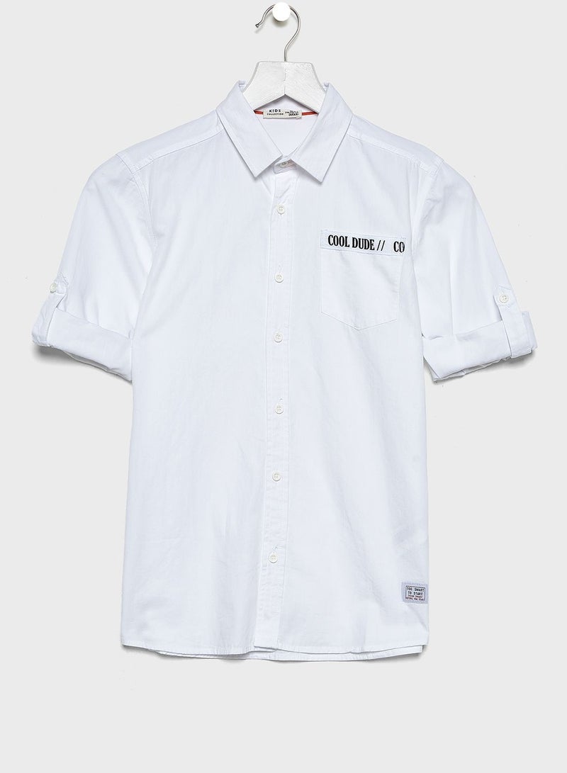 ديفاكتو Pocket Detail Arms Foldable Shirt White - Image 4
