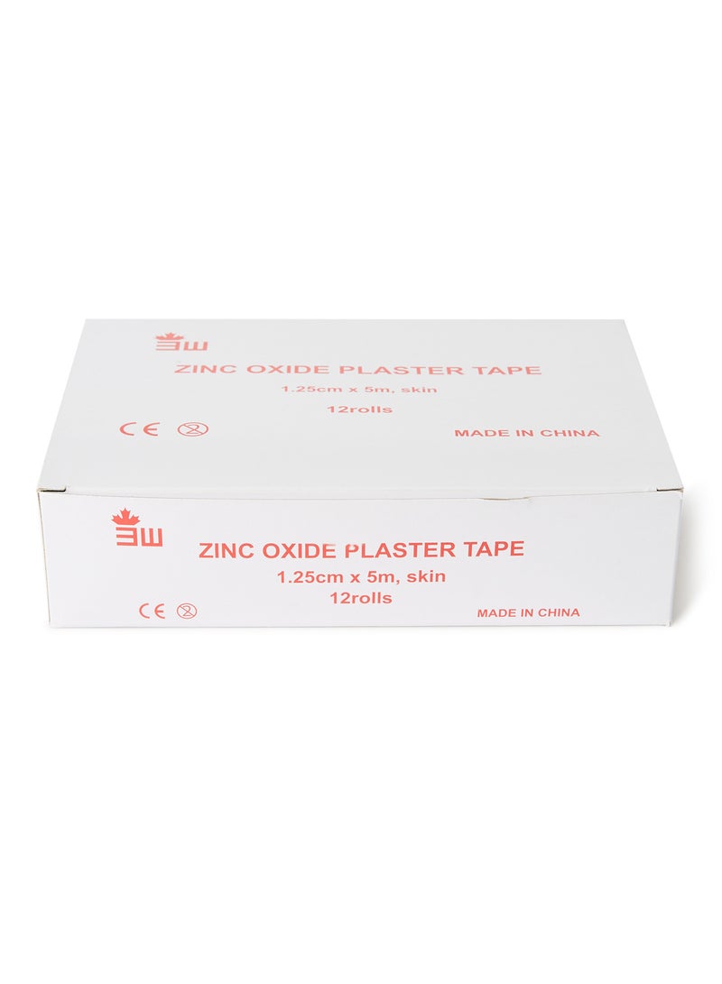 3W Healthcare Zinc Oxide Plaster Tape Skin 1.25X5Cm 12 Rolls, Breathable Wrist Finger Tape Strapping Tape Cohesive Bandage Flexible Athletic Sports Tape  - Image 2