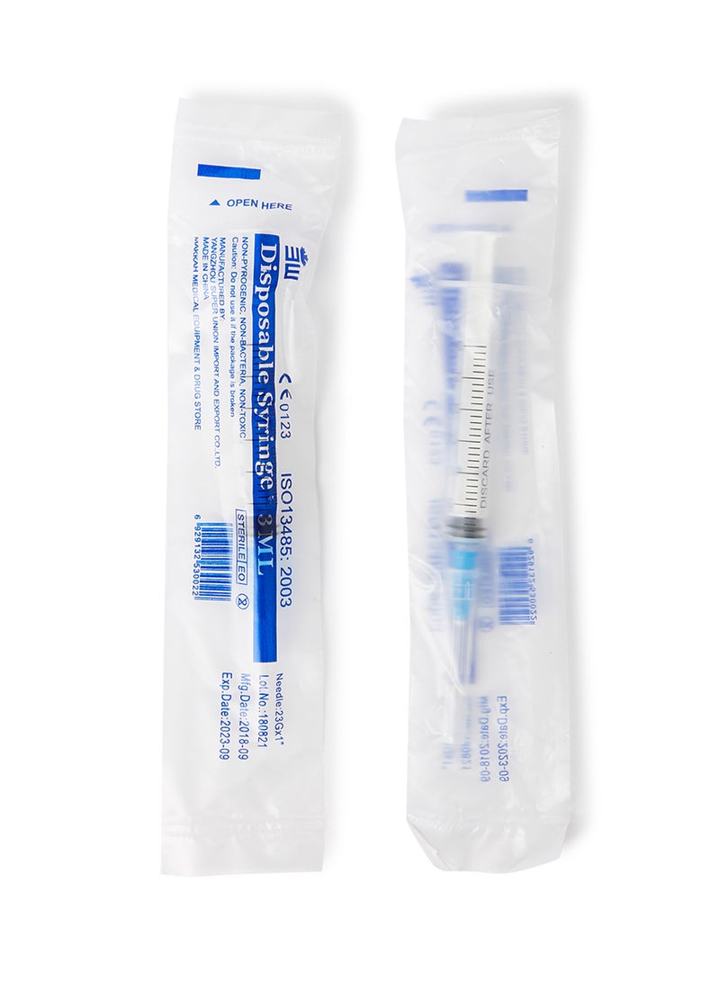 3W Healthcare Syringe 3Ml 23G 1In 100 Pieces/Box  - Image 2