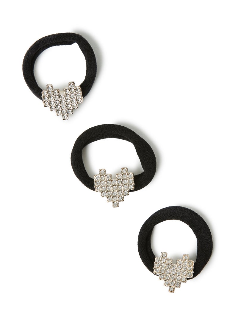 شاربدو طقم ربطات مطاطية مكون من 3 قطع أسود/فضي - Image 1