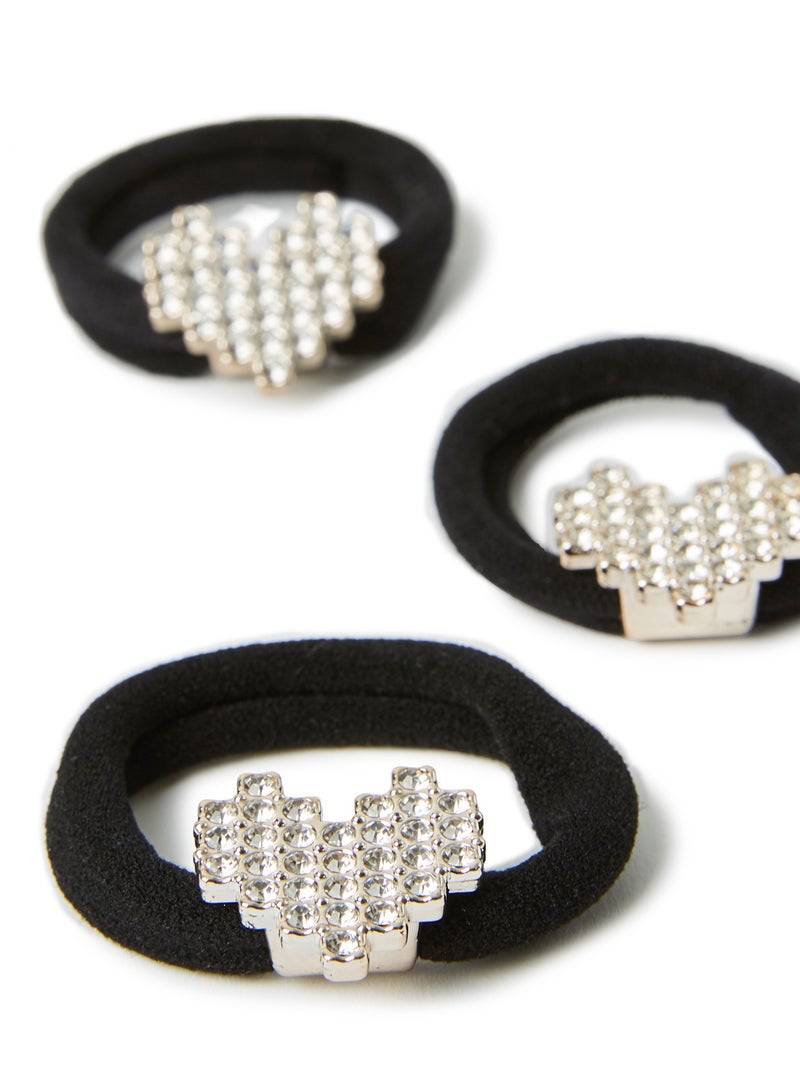 شاربدو طقم ربطات مطاطية مكون من 3 قطع أسود/فضي - Image 2