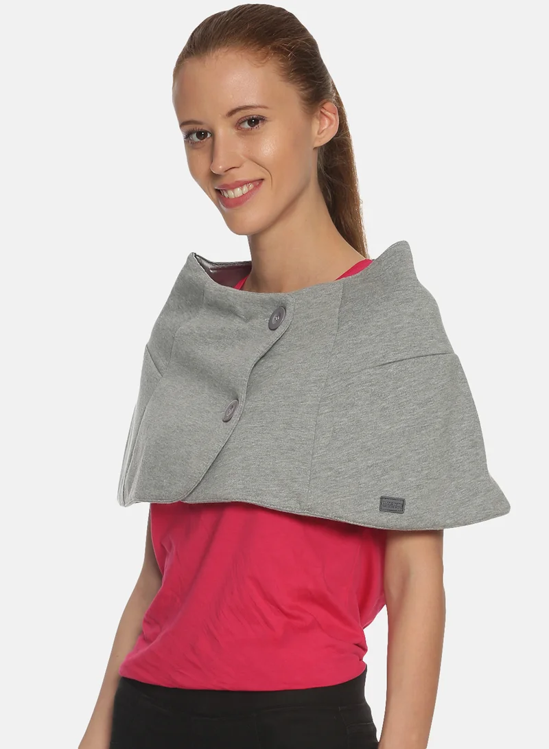 Campus Sutra Side Button Down Cape Sleeve Hoodie Grey