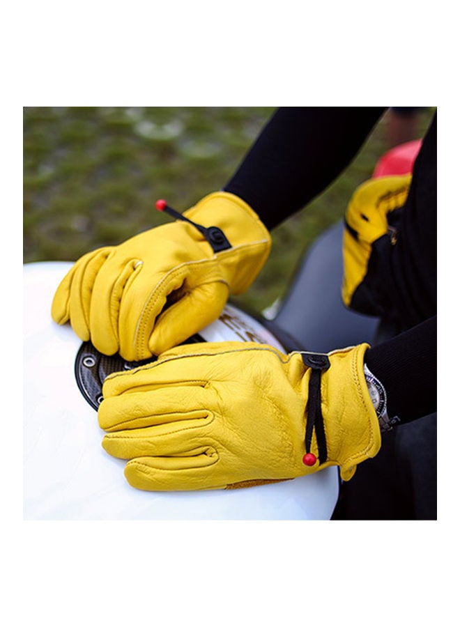 Generic Motorcycle Leather Genuine Cowhide Full Finger Protective Safety Work Gloves 0.137kg  - Image 3