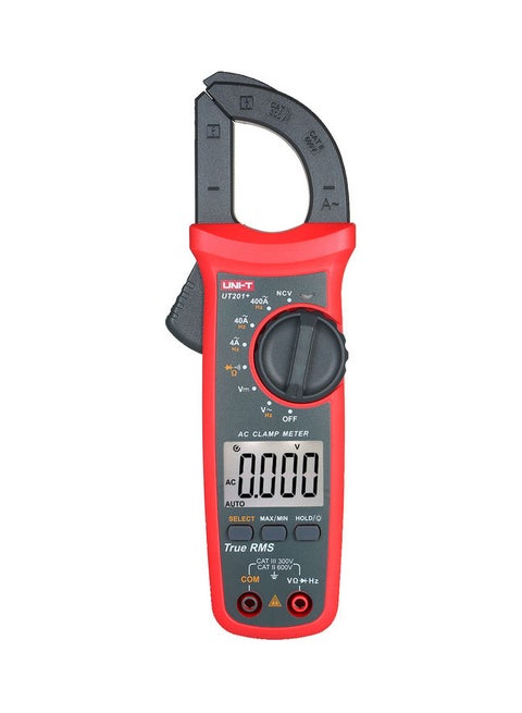 UNI-T UT201+ 4000 Counts Digital Clamp Meter True RMS Multimeter Clamp Ammeter Voltage Meter NCV Test Universal Meter Tester AC Current Clamp Tester Black & Red 23.5x9.2x5.3cm