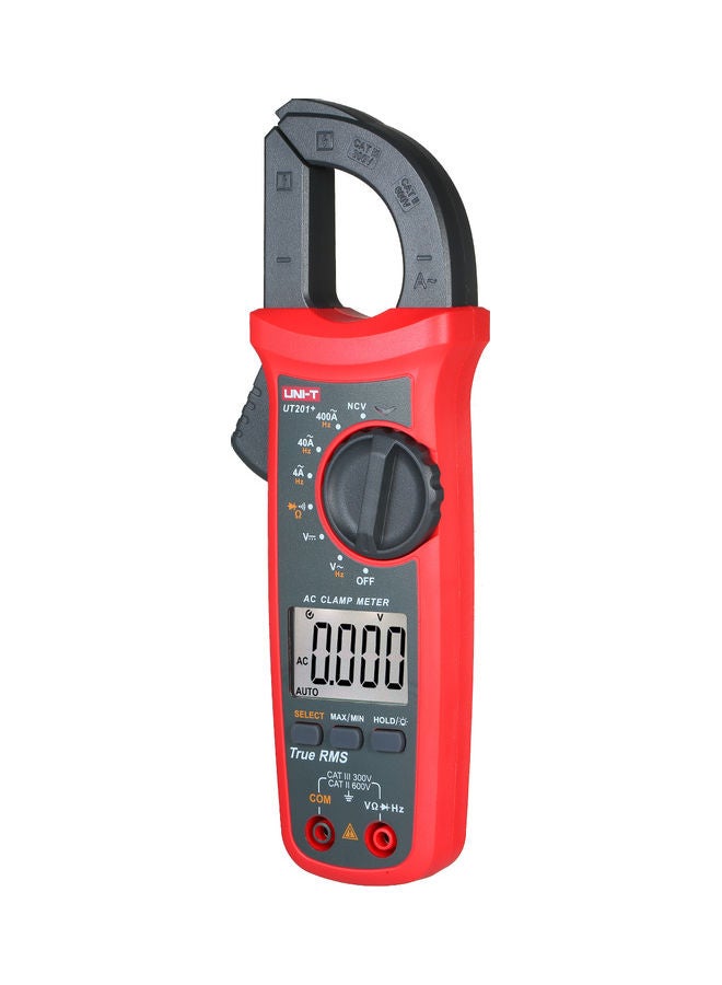 UNI-T UT201+ 4000 Counts Digital Clamp Meter True RMS Multimeter Clamp Ammeter Voltage Meter NCV Test Universal Meter Tester AC Current Clamp Tester Black & Red 23.5x9.2x5.3cm