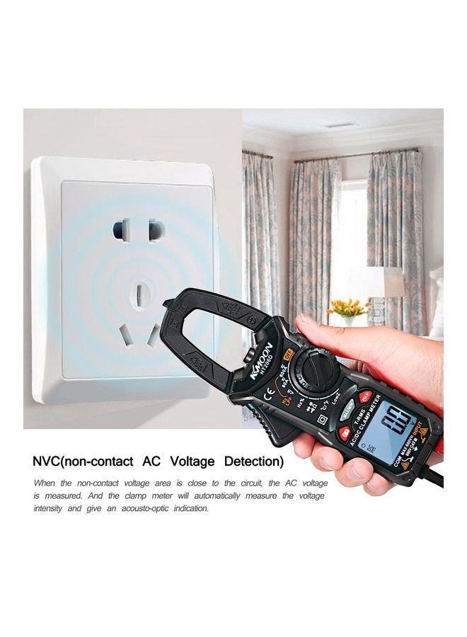 Generic - KKmoon AC/DC Digital Clamp Meter for Measuring AC/DC Voltage , AC/DC Current, Frequency, Duty Cycle, Diode, Resistance, Continuity, Transistors  Test, NCV Clamp Multimeter Black & Red 22.5x11.5x4.5cm - Image 1