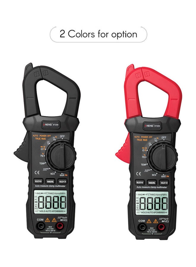 ANENG ST209 Digital Multimeter Clamp Meter 6000 Counts True RMS Amp DC/AC Current Clamp Tester Meters Voltmeter Auto Ranging LCD Display Black 19.5x11.0x4.0cm