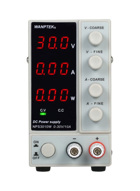 WANPTEK NPS3010W 0-30V 0-10A Switching DC Power Supply 3 Digits Display LED High Precision Adjustable Mini Power Supply AC 115V/230V 50/60Hz Voltage & Current Regulated Dual Output White
