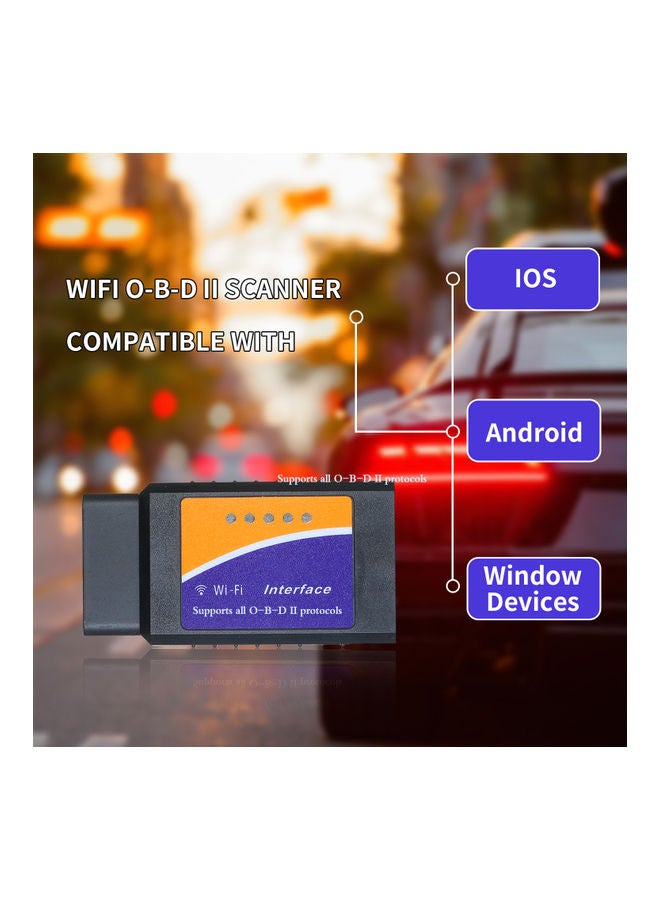 Generic - Car WIFI O-B-D2 O-B-D-II Scan Tool MINI Code Reader Scanner Adapter Check Engine Light Diagnostic Tool Compatible with iOS and Android Black 10.0x6.5x2.5cm - Image 1