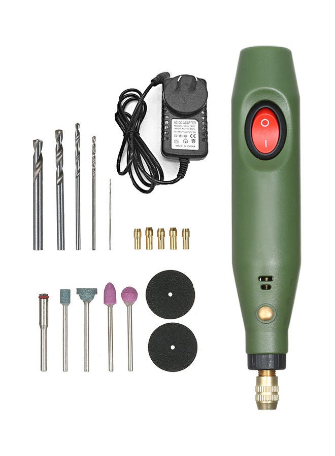 جلاخة كهربائية صغيرة دوارة متعددة الوظائف 12 فولت تيار مستمر، للثقْب والطحن والتلميع والنحت أخضر 21.0x8.0x6.0سم - Image 1