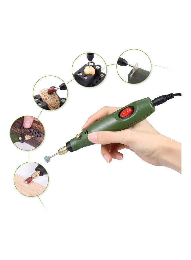 جلاخة كهربائية صغيرة دوارة متعددة الوظائف 12 فولت تيار مستمر، للثقْب والطحن والتلميع والنحت أخضر 21.0x8.0x6.0سم - Image 4