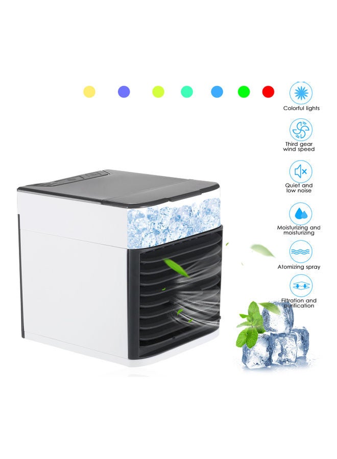 Mini Portable Air Conditioner Fan Noiseless Evaporative Air Humidifier USB Personal Conditioner 3-Speed LED Night Office Cooler Humidifier Purifier Black 18.0x17.0x15.0cm