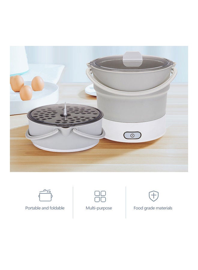 غلاية كهربائية محمولة وقابلة للطي مصنوعة من السيليكون سعة 800 مل لتسخين وتسخين الماء والتخييم والسفر رمادي 19.0x17.5x7.5سم - Image 3