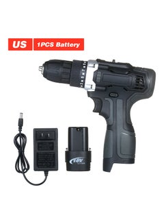 18V 2-Speed Cordless Drill Driver 1 Battery Fast Charger 15+1 Clutch Max 50Nm Torque Variable Speed 3/8-inch Compact Electric Drill with LED Light black 26.0x23.5x7.0cm