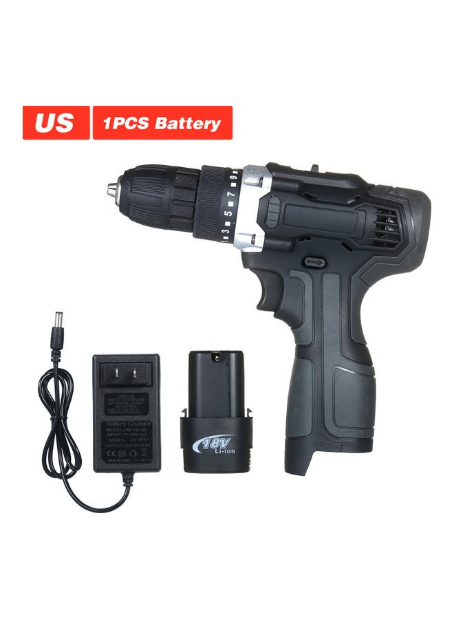 Generic - 18V 2-Speed Cordless Drill Driver 1 Battery Fast Charger 15+1 Clutch Max 50Nm Torque Variable Speed 3/8-inch Compact Electric Drill with LED Light black 26.0x23.5x7.0cm - Image 1